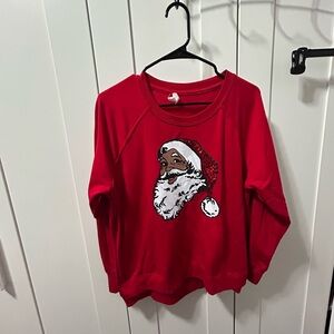 Black Santa Christmas Sweatshirt – Size L, Workshop Republic Clothing